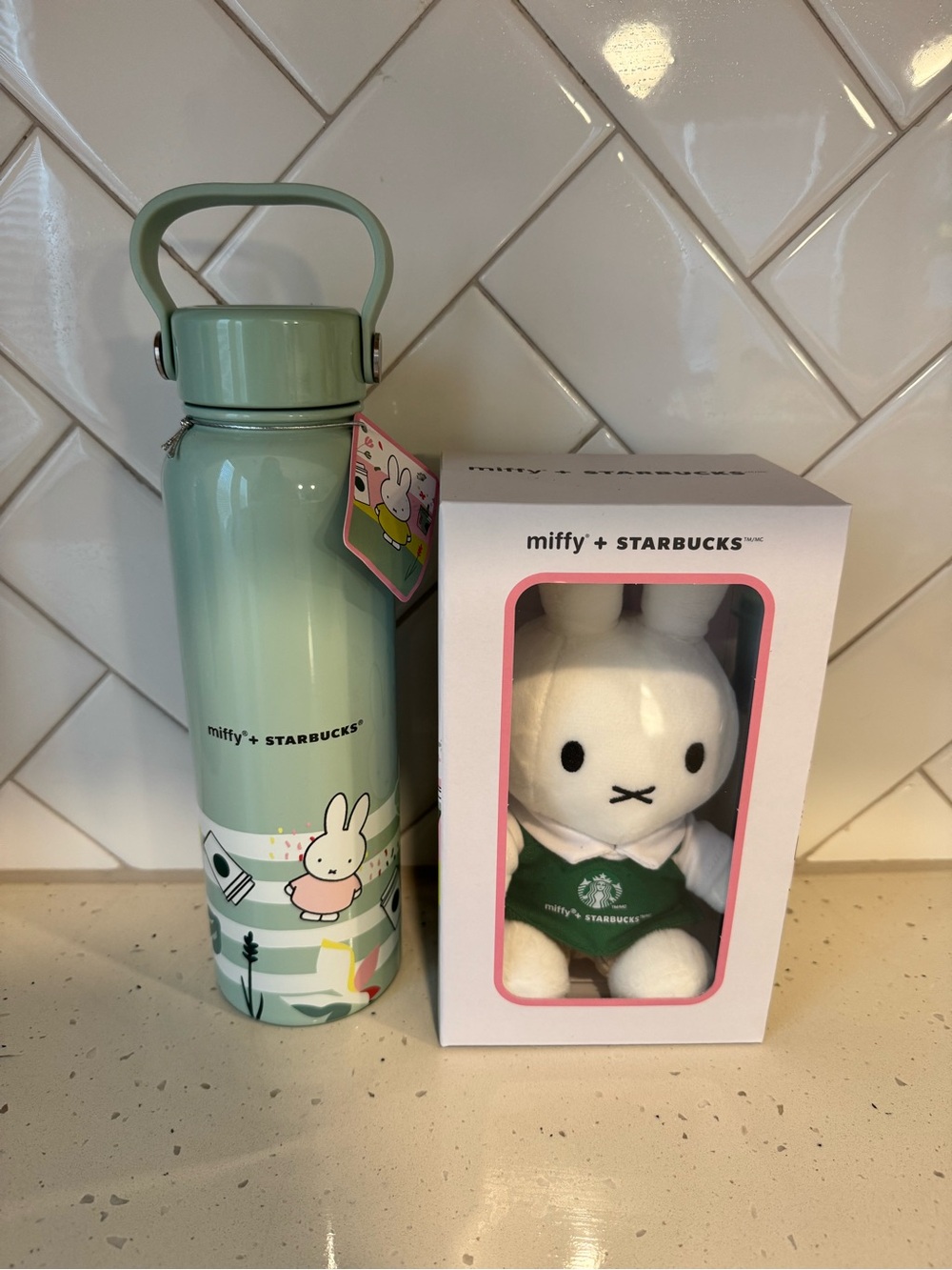 miffy + Starbucks Stainless steel water bottle and plush